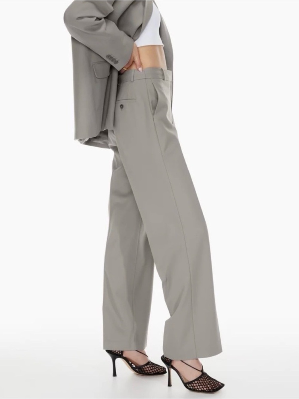Aritzia Babaton Size 4 Agency City Wool Pants Light Grey
